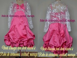 Robe de cocktail rose, coupe boule VENDU avec boléro assortie.