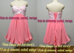 Robe de cocktail corail et blanche