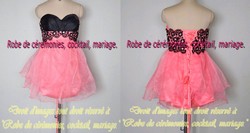 Robe de soirée corail & noir.