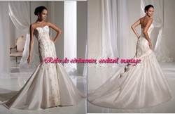 Robe de mariée SMP ivoire coupe sirène ornée de broderie