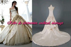 Robe de mariée prestige champagne motif fleur VENDU avec jupon adapté