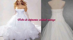 Robe de mariée romantique blanche bustier à armature VENDU avec jupon adapté.