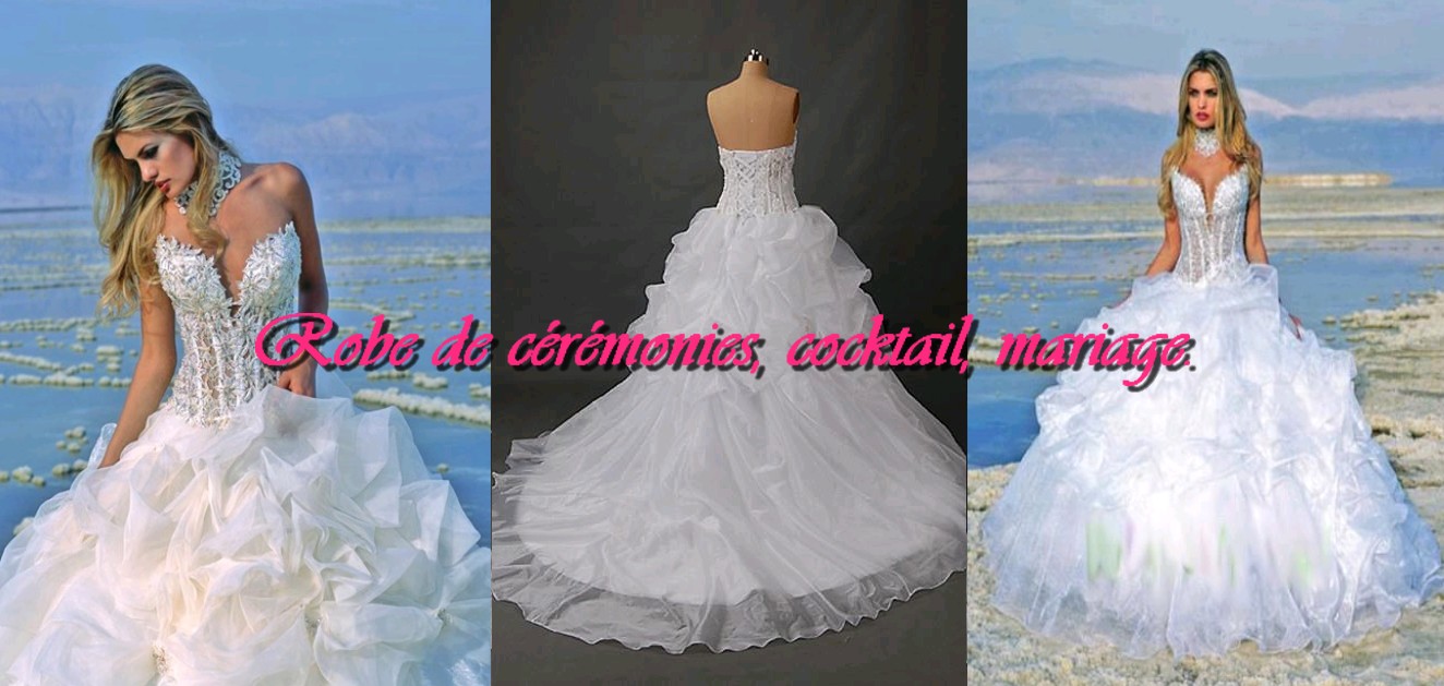 Robe de mari?�e prestige bustier transparent motif fleur VENDU avec jupon adapt?� - Boutique robe 