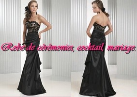 Robe de cocktail bustier noir et champagne à poids.
