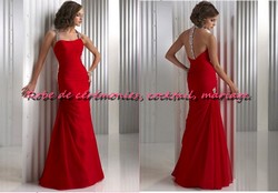 Robe de soirée rouge & argenté dos nue.