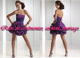 Robe de cocktail bustier violet coupe boule à laçage