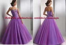 Robe de soirée CS violet parmé VENDU avec jupon adapté.