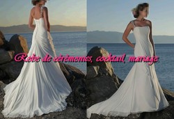 Robe de mariée SMP blanche coupe empire, une bretelle.