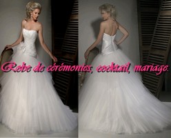 Robe de mariée prestige blanche traîne en tulle VENDU avec jupon adapté