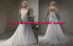 Robe de mariée SMP blanche coupe ligne A asymétrique VENDU avec jupon adapté.