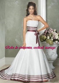 Robe de mariée blanc et chocolat VENDU avec jupon adapté