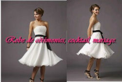 Robe de cocktail Blanc et Noir coupe empire