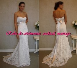 Robe de mariée SMP blanche ceinturé argenté