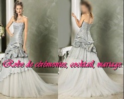Robe de mariée gris et blanc VENDU avec jupon adapté
