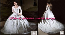 Robe de mariée prestige blanche à manche transparente VENDU avec jupon adapté