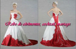 Robe de mariée Blanc et rouge VENDU avec jupon adapté