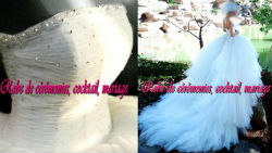 Robe de mariée prestige blanche bustier perlé et longue traîne VENDU avec jupon adapté