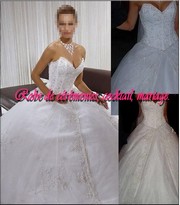 Robe de mariée prestige blanche bustier coeur à strasse VENDU avec jupon adapté