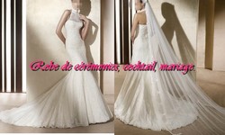Robe de mariée romantique blanc cassé coupe sirène