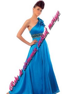 Robe de cocktail asymétrique bleu