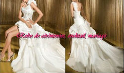 Robe de mariée prestige blanche asymétrique bustier perlé