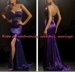 Robe de soirée violet bustier en coeur