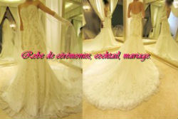Robe de mariée prestige blanc cassé et doré coupe sirène