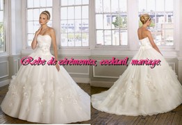Robe de mariée prestige blanche cassé au motif floral VENDU avec jupon adapté.