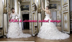 Robe de mariée romantique blanche traîne en tulle VENDU avec jupon adapté.