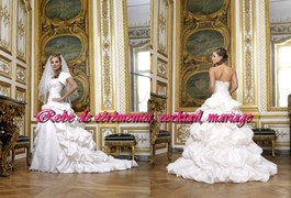 Robe de mariée prestige blanche traîne plissé à l'arrière VENDU avec jupon adapté