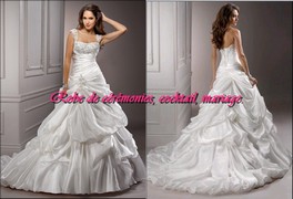 Robe de mariée prestige blanche robe plissé bustier orné de strass VENDU avec jupon adapté