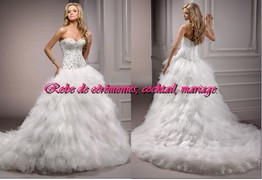 Robe de mariée prestige blanche bustier en coeur et traîne en tulle VENDU avec jupon adapté.