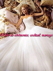 Robe de mariée prestige blanche en tulle bustier en coeur orné de strass VENDU avec jupon adapté.
