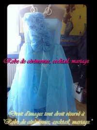 Robe de cocktail bustier turquoise à fleur