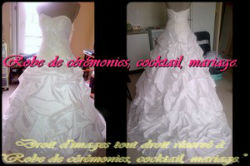 Robe de mariée prestige bustier en dentelle ornée de sequins VENDU avec jupon adapté