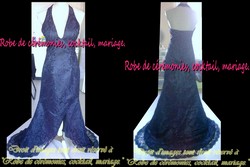 Robe de soirée bleu nuit dos nue coupe style sirène