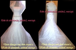 Robe de mariée blanche avec col américain VENDU avec jupon adapté.