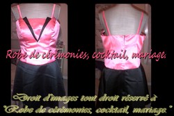 Robe de cocktail Rouge corail et Noir .