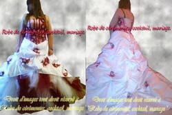 Robe de mariée bordeaux & blanc VENDU avec jupon adapté et tour de cou