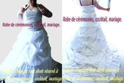 Robe de mariée blanche munit d'un col américain VENDU avec jupon adapté.