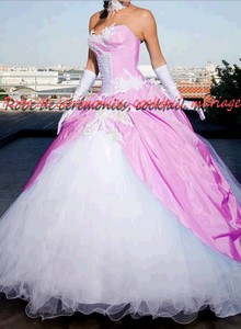 Robe de mariée Turquoise et blanc VENDU avec jupon adapté & tour de cou