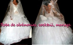 Robe de mariée prestige blanche bustier en dentelle transparent VENDU avec jupon adapté.