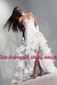 Robe de soirée SLD blanche coupe asymétrique