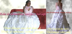 Robe de mariée blanche & rose VENDU avec jupon adapté & tour de cou.
