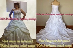 Robe de mariée NV blanche asymétrique VENDU avec jupon adapté.